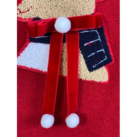 Pull de Noël Femme Rouge – Renne Brodé 3D avec Pompons Festifs