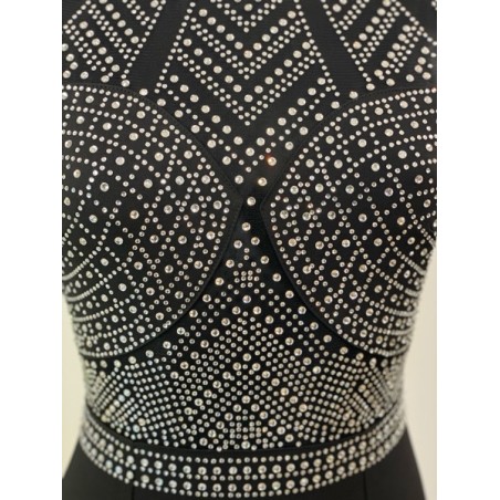Robe Noire à Cristaux Femme – Robe de Soirée Chic & Élégante