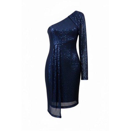 Robe cocktail noire asymétrique à sequins – Robe de soirée chic femme