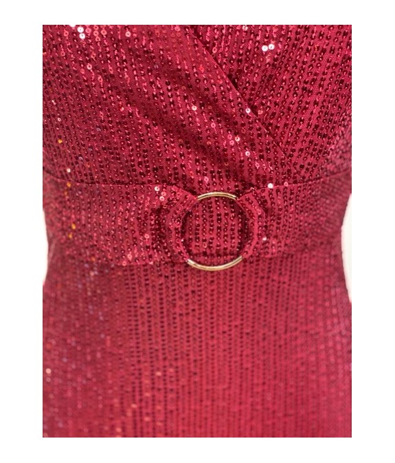 Description produit – Robe bordeaux à sequins élégante