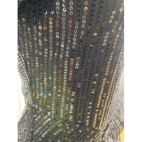 Robe noire à sequins drapée – Robe de soirée élégante et glamour