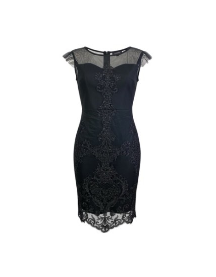 Robe fourreau noire en dentelle brodée – Élégance et raffinement intemporel