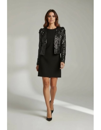 Veste courte en sequins noirs femme – Veste chic de soirée