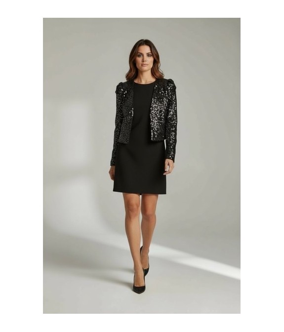 Veste courte en sequins noirs femme – Veste chic de soirée