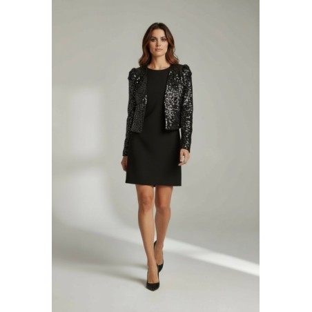 Veste courte en sequins noirs femme – Veste chic de soirée