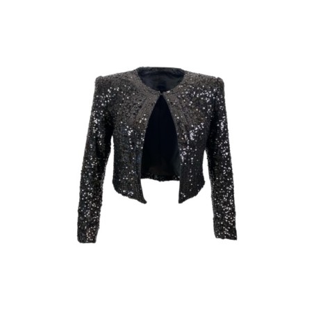 Veste courte en sequins noirs femme – Veste chic de soirée