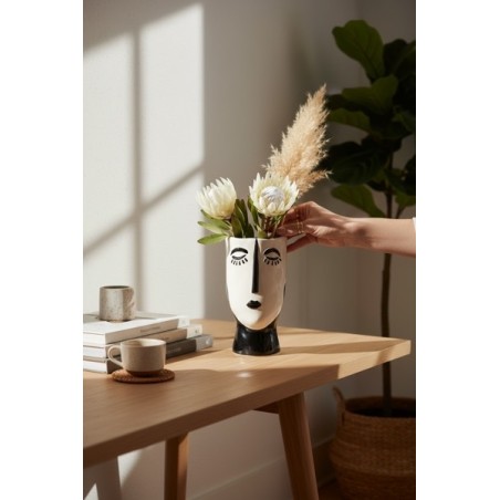 Vase Visage en Céramique | Objet Décoratif Design Moderne