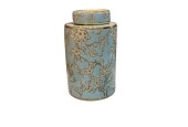 Vase décoratif bleu et doré au motif floral – Élégance et raffinement Vase décoratif bleu et doré au motif floral – Élégance et raffinement