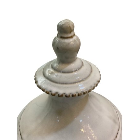 Vase décoratif en céramique blanche patinée – Élégance classique & chic