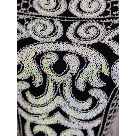 Robe noire brodée argent – Robe de soirée élégante femme