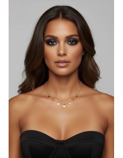 Collier doré à pampilles cœur en acier inoxydable