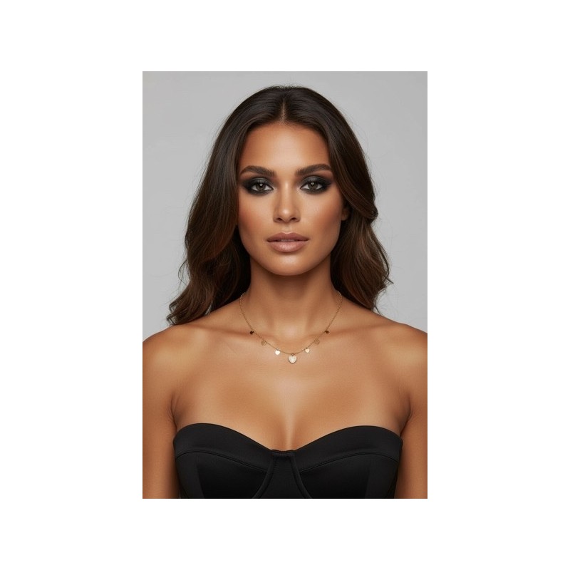 Collier doré à pampilles cœur en acier inoxydable Collier doré à pampilles cœur en acier inoxydable