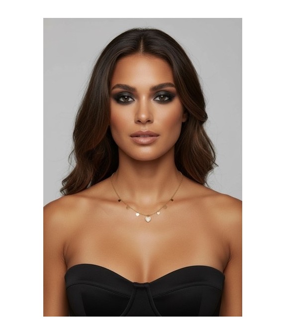 Collier doré à pampilles cœur en acier inoxydable