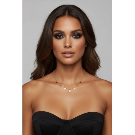 Collier doré à pampilles cœur en acier inoxydable