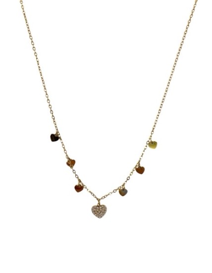 Collier doré à pampilles cœur en acier inoxydable