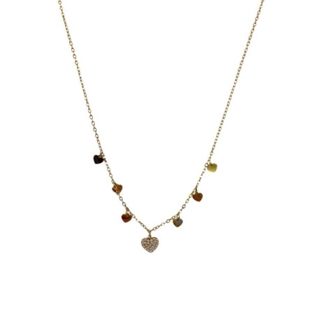 Collier doré à pampilles cœur en acier inoxydable