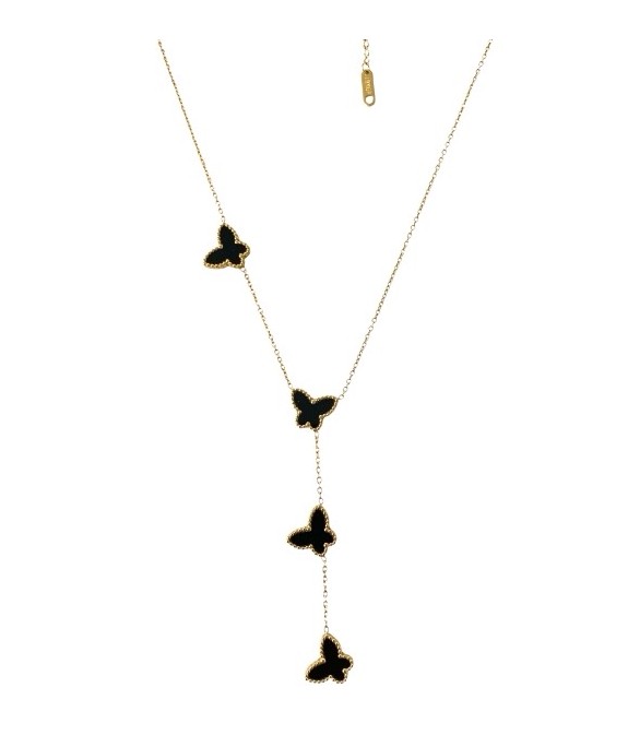 Collier fin avec pendentif papillon en acier inoxydable
