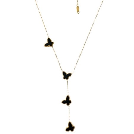 Collier fin avec pendentif papillon en acier inoxydable