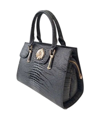 Sac à main femme noir effet croco