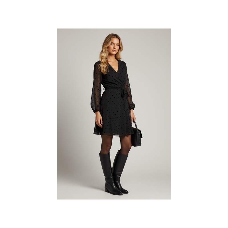 Robe imprimée petit pois en velours Robe imprimée petit pois en velours