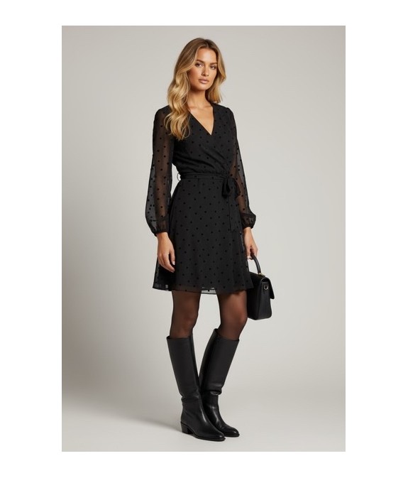 ROBBE NOIR POIS VELOURS