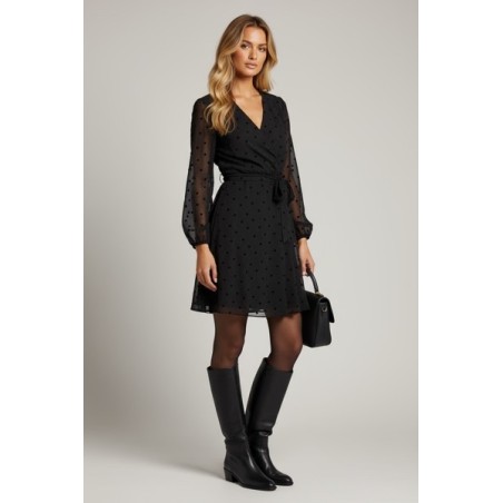 ROBBE NOIR POIS VELOURS