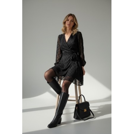 ROBBE NOIR POIS VELOURS