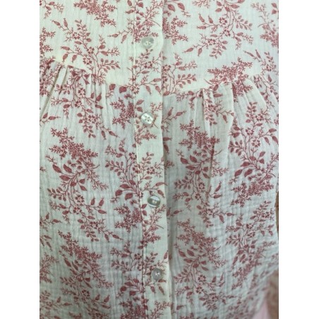 Chemisier Femme en Coton Imprimé Floral – Col Montant & Manches Longues