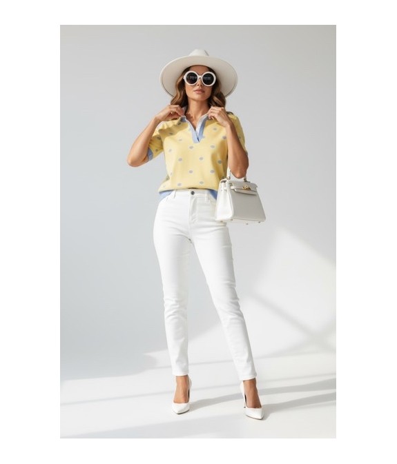 Pull jaune poudré à col intégré