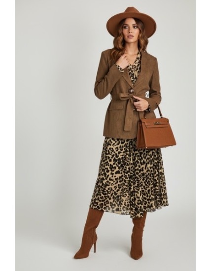 Jupe Midi Plissée Léopard Femme – Jupe Fluide Chic & Tendance