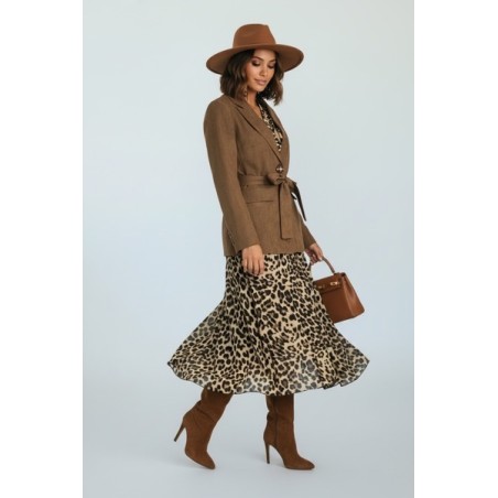 Jupe Midi Plissée Léopard Femme – Jupe Fluide Chic & Tendance