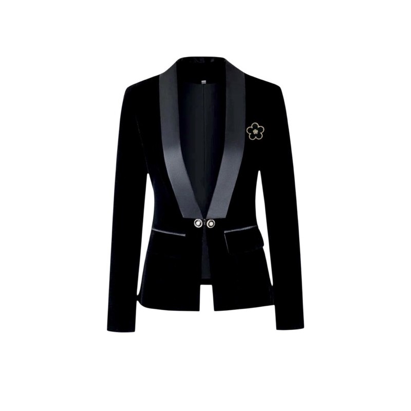 Broche fleur noir et cristal