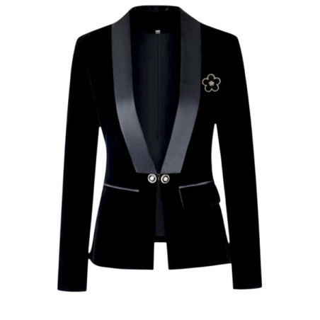 Broche fleur noir et cristal