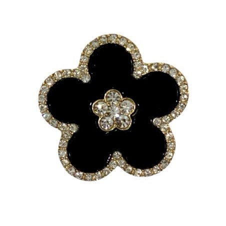 Broche fleur noir et cristal
