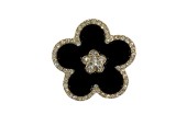 Broche fleur noir et cristal
