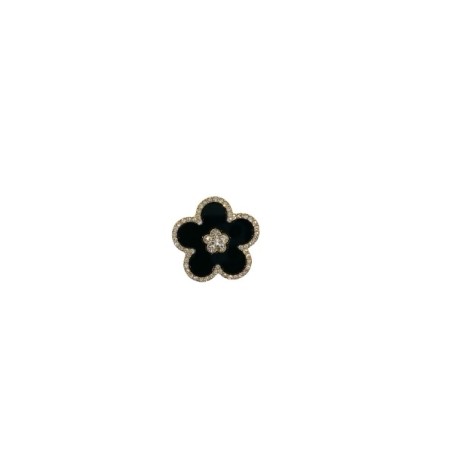 Broche fleur noir et cristal