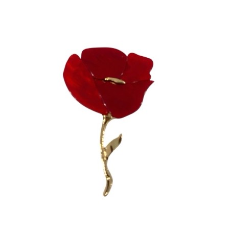 Broche fleur rouge