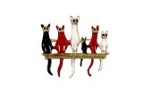 Broche chats rouge noir