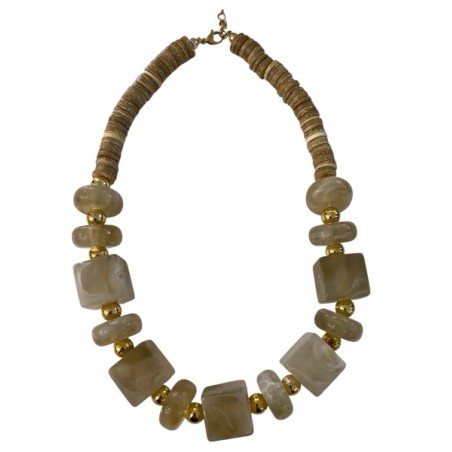 Collier resine beige