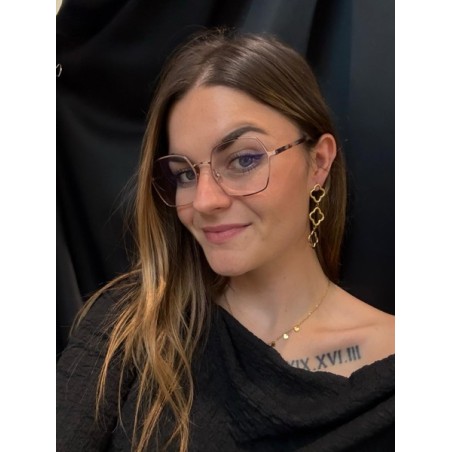 Boucles d’oreilles pendantes trèfle en acier doré