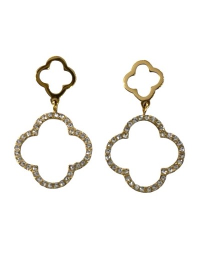 Boucles d’oreilles femme acier doré et cristal