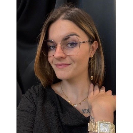 Boucles d’oreilles longues grain de café en acier inoxydable doré