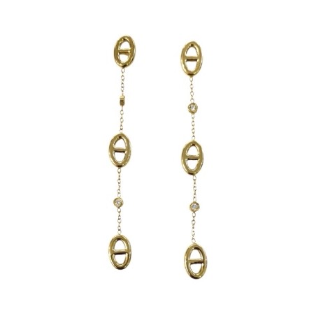 Boucles d’oreilles longues grain de café en acier inoxydable doré