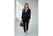 Veste de tailleur femme noire à double boutonnage