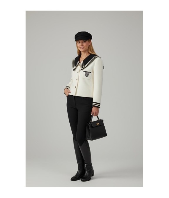 Veste noire à col marin chic pour femme