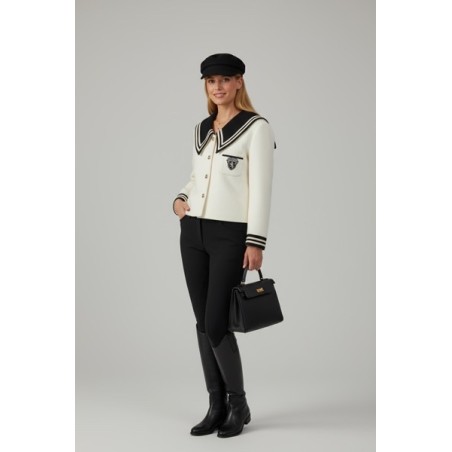 Veste noire à col marin chic pour femme