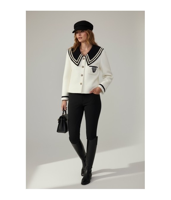 Veste noire à col marin chic pour femme