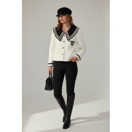 Veste noire à col marin chic pour femme