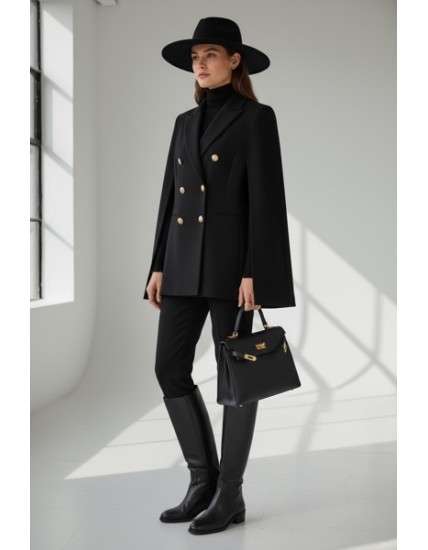 Veste cape femme noire élégante