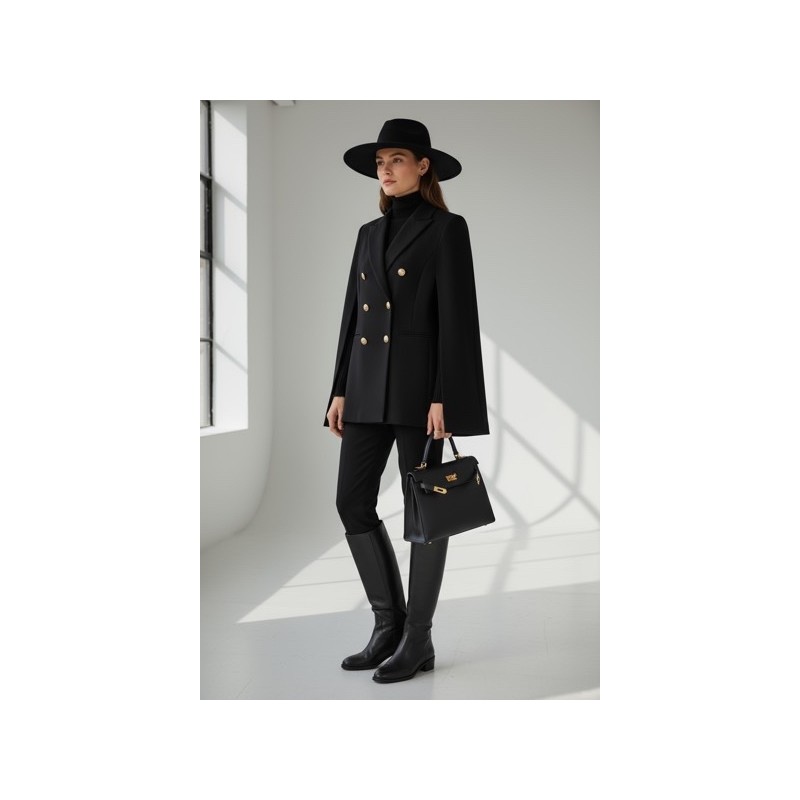 Veste cape femme noire élégante